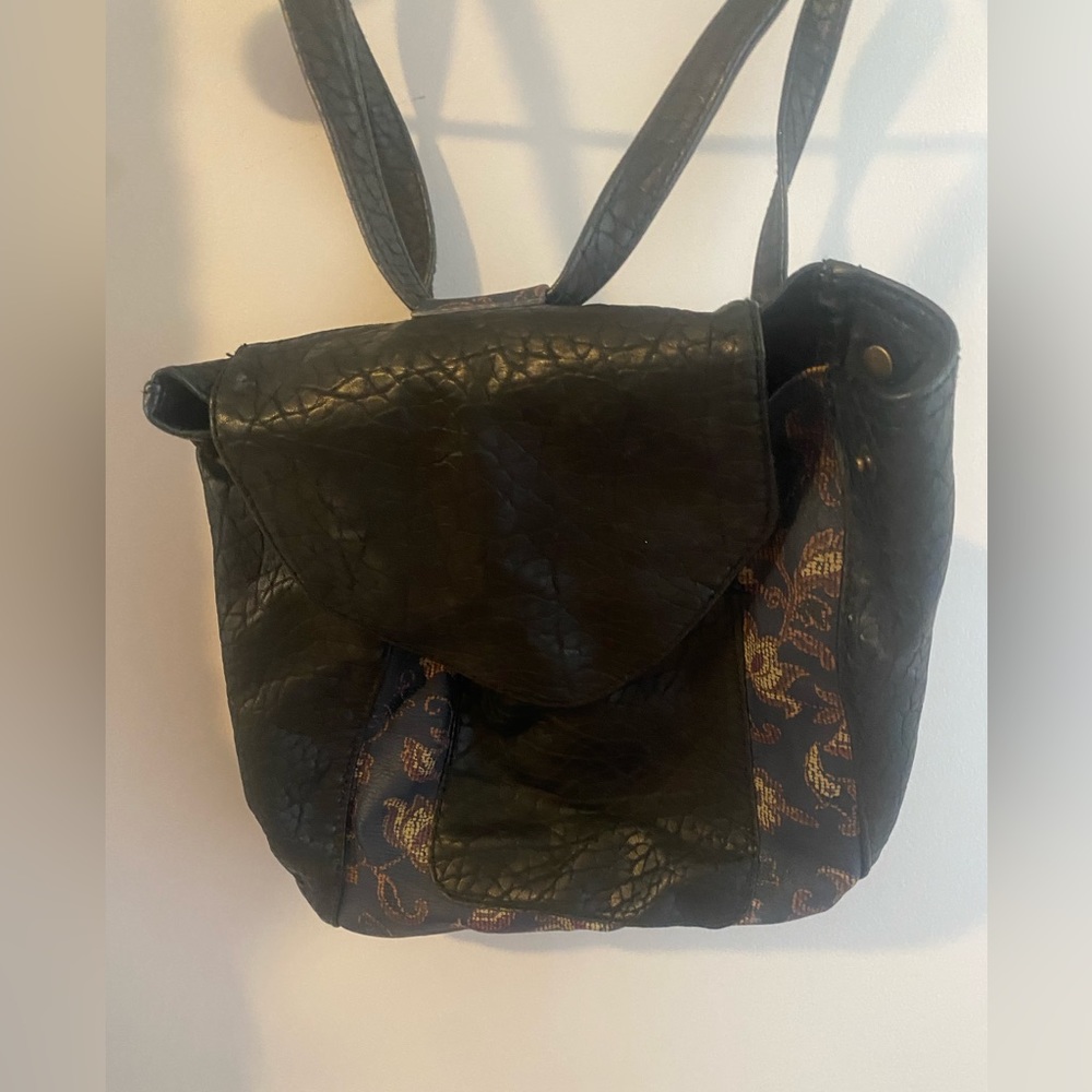 Faux Leather & Brocade mini backpack